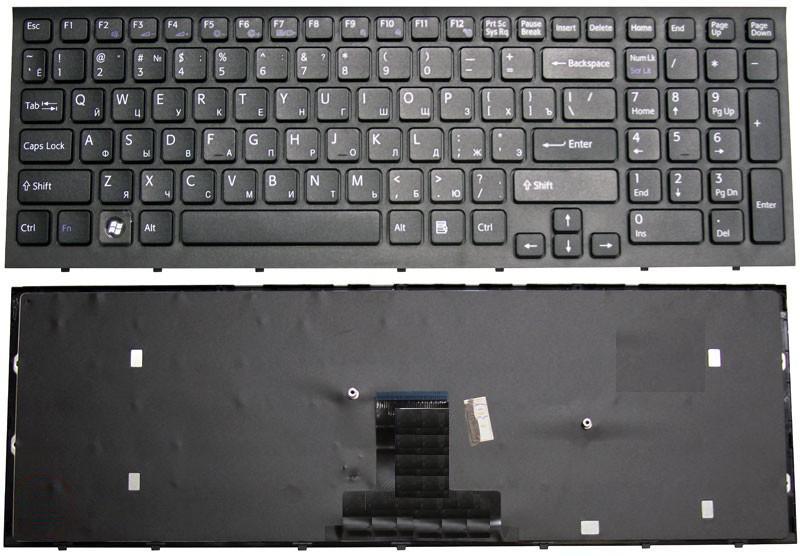 Клавиатура для ноутбука Sony Vaio VPC-EB черная с черной рамкой
