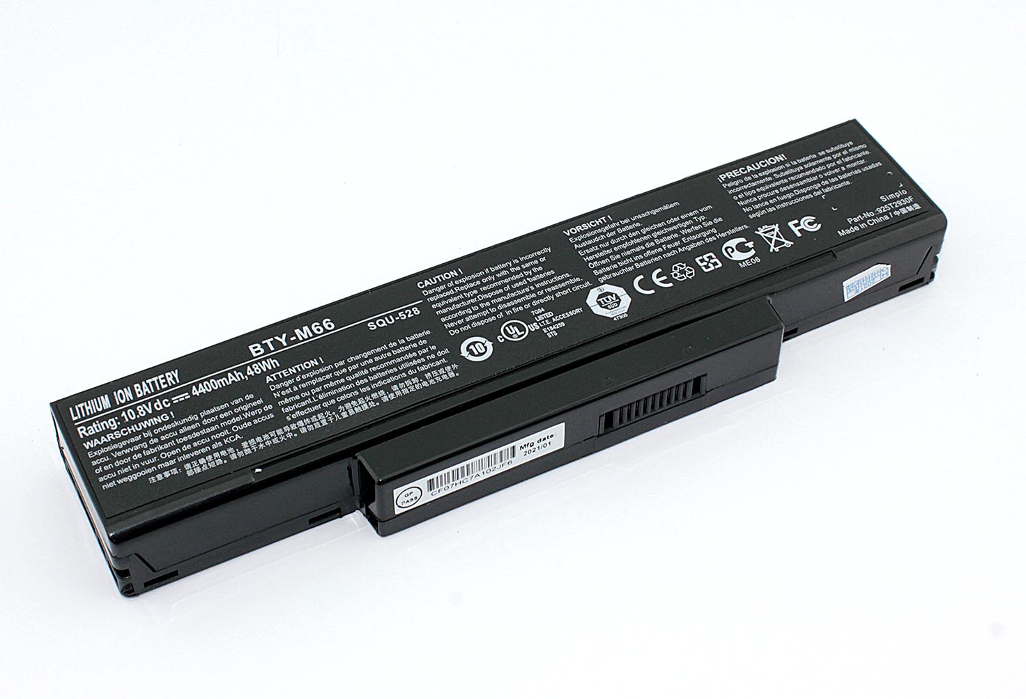 Аккумуляторная батарея для ноутбука Clevo M740 (M740BAT-6) 11.1V 4400mAh/48.84Wh