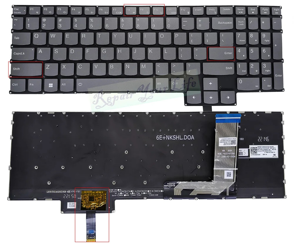 Клавиатура для ноутбука Lenovo IdeaPad Gaming 3 15IAH7 15ARH7 черная с подсветкой RGB