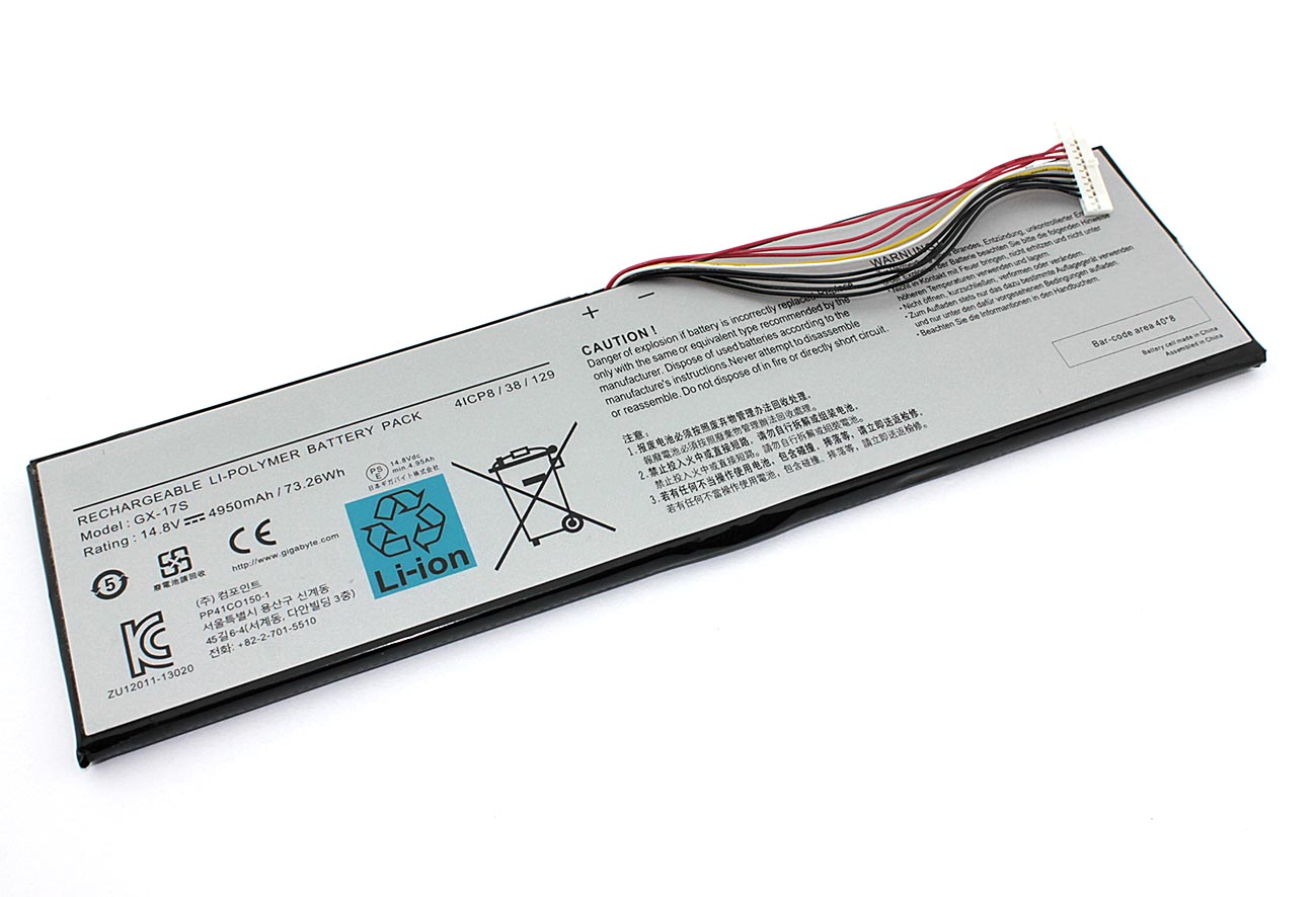 Аккумуляторная батарея для ноутбука Gigabyte Aorus X3 PLUS V3 (GX-17S) 14.8V 4950mAh/73.26Wh