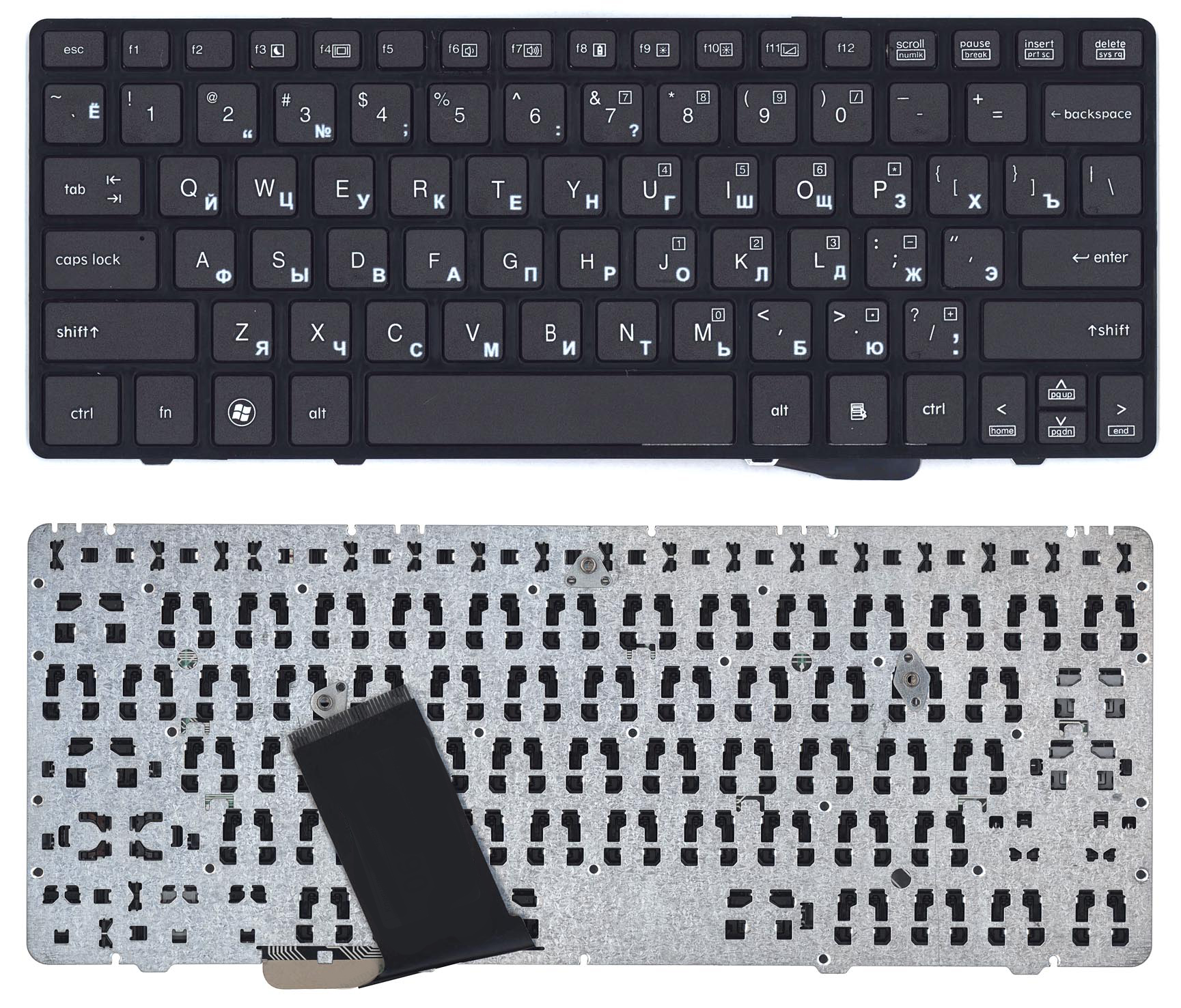 Клавиатура для ноутбука HP Elitebook 2560P 2570P черная с чёрной рамкой