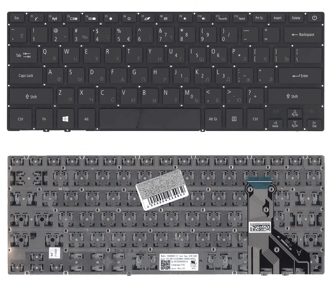 Клавиатура для ноутбука Acer Swift 7 SF713-51 черная