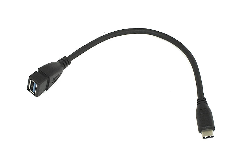 Переходник Type-C на USB 3.0 OTG кабель 25см черный
