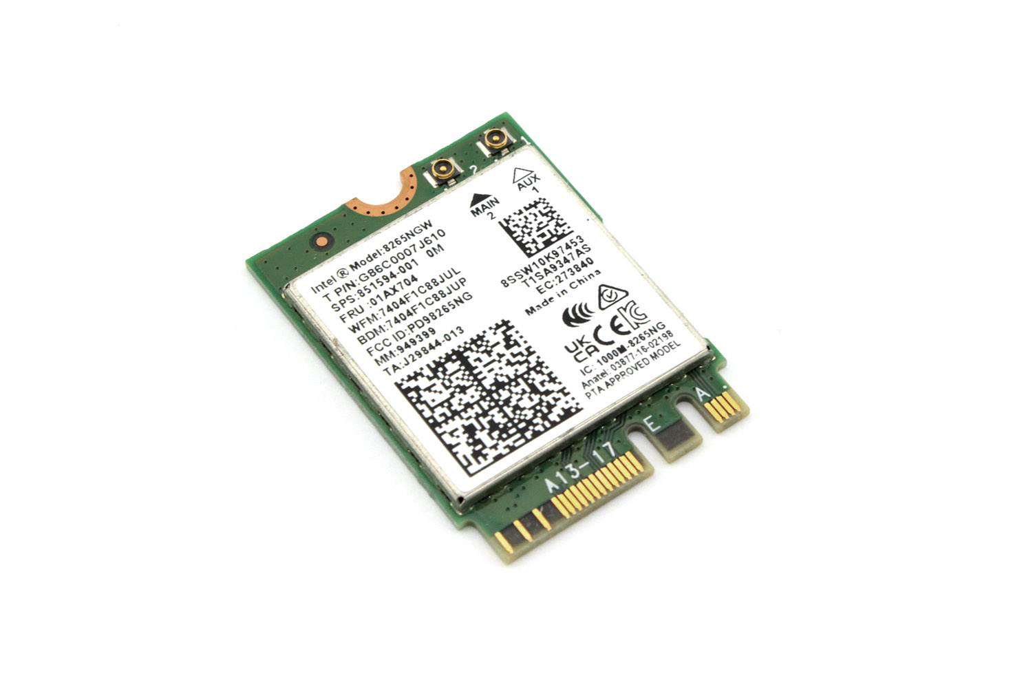 Wi-Fi адаптер + Bluetooth Intel Dual Band Wireless-AC 8265.NGWMG.NV