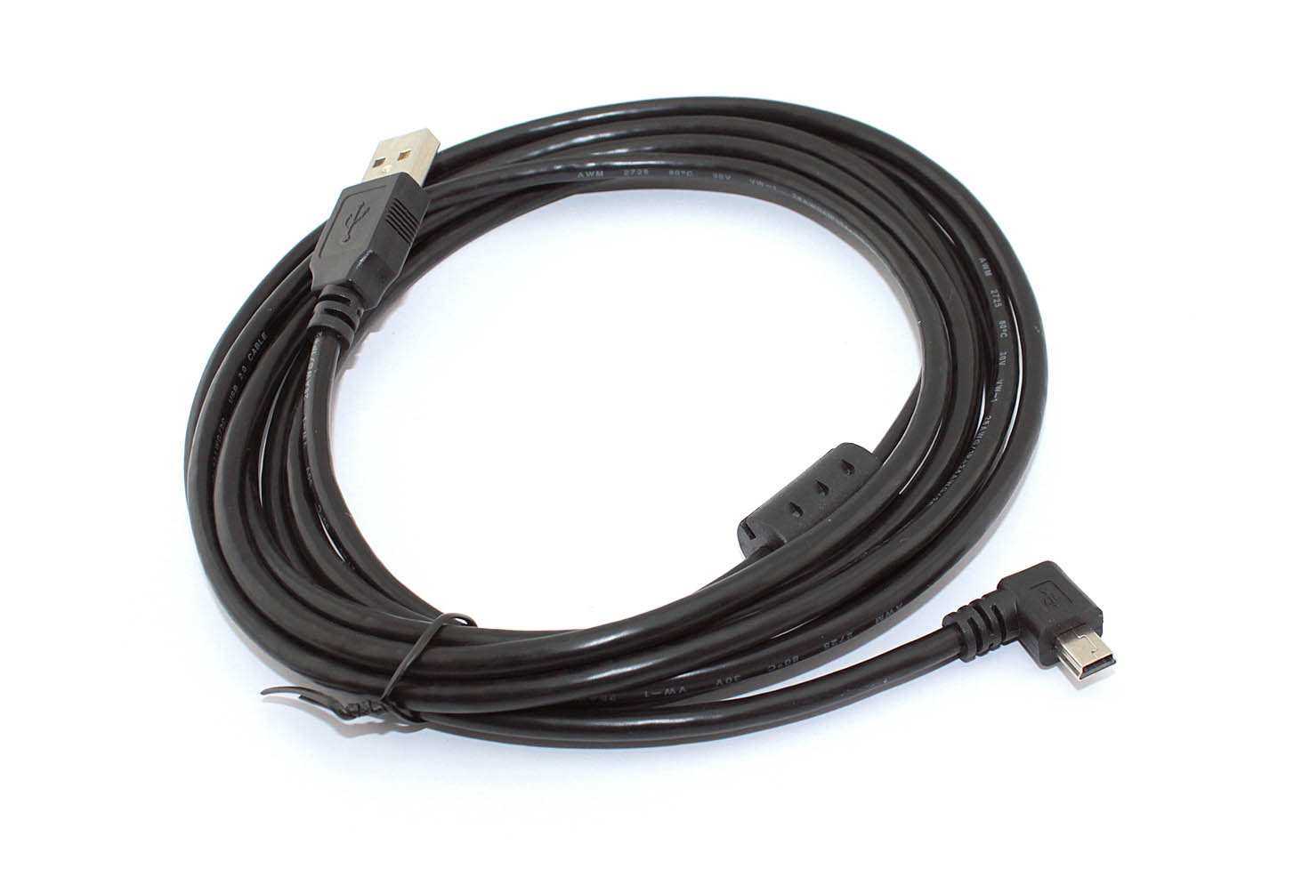 Кабель USB Type A на Mini USB угол влево 3 м