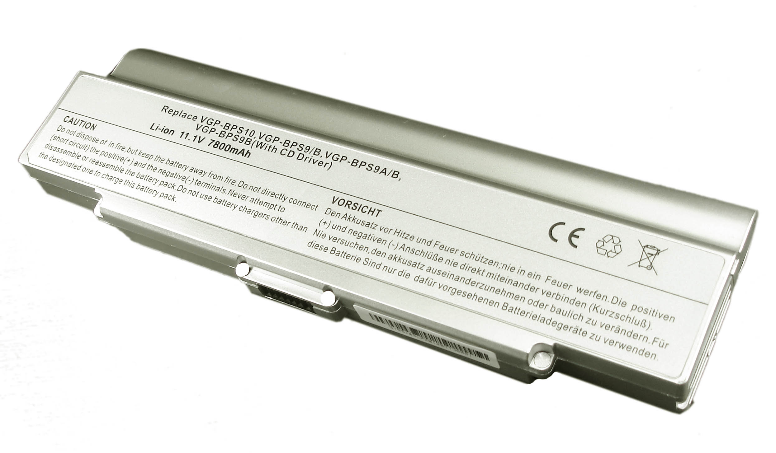 Аккумуляторная батарея для ноутбука Sony Vaio VGN-CR, AR, NR (VGP-BPS9) 7800mAh OEM серебристая