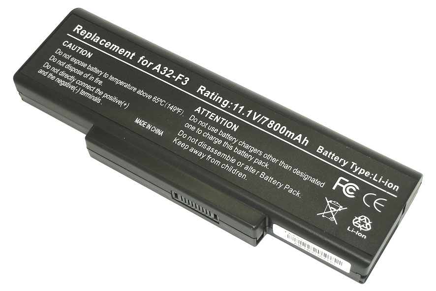 Аккумуляторная батарея для ноутбука Asus A9, F2, F3, S9, Z series 7800mAh A32-F3 OEM черная