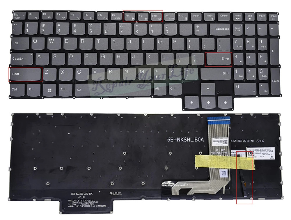 Клавиатура для ноутбука Lenovo IdeaPad Gaming 3 15IAH7 15ARH7 черная с подсветкой