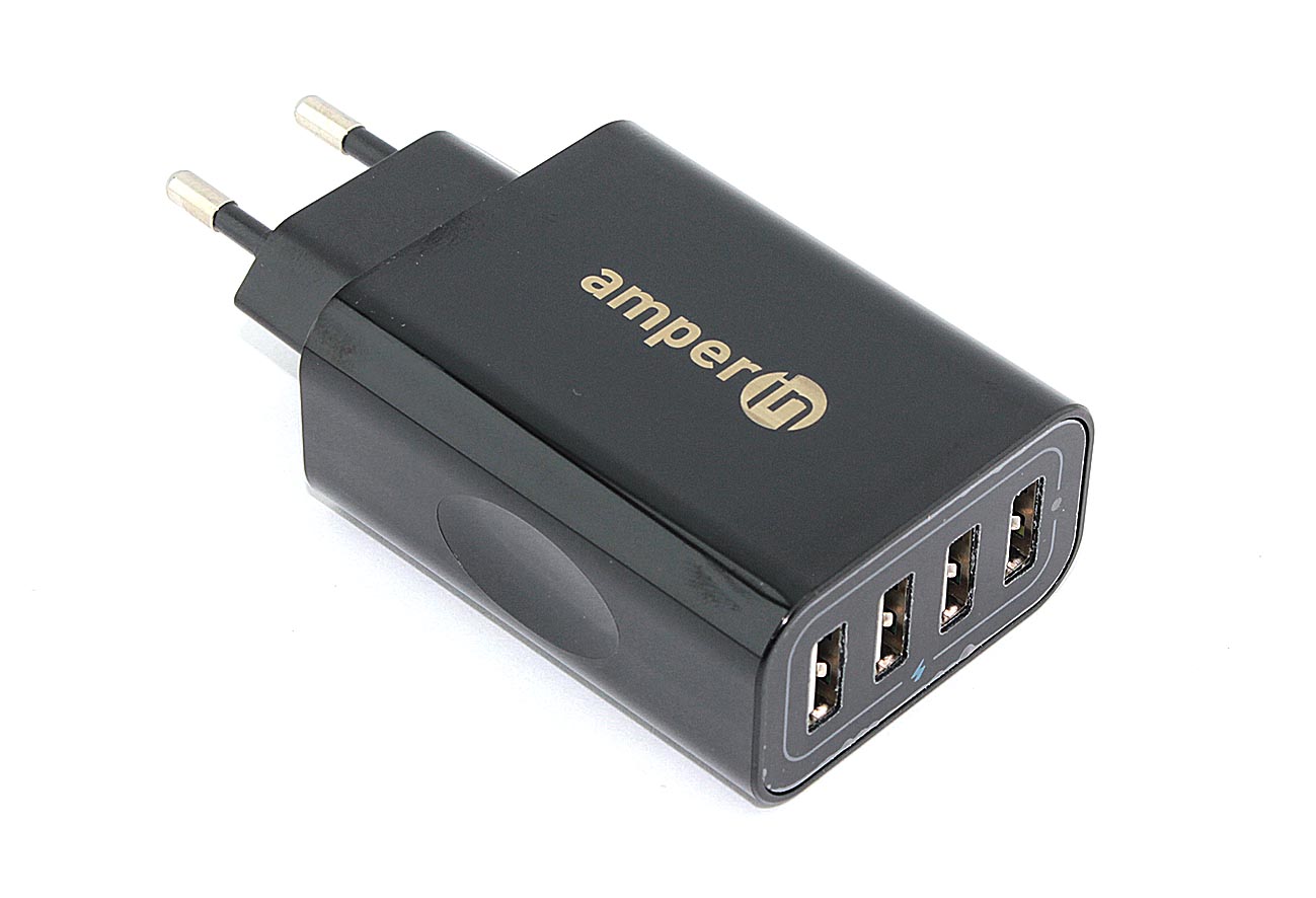 Блок питания (сетевой адаптер) Amperin 4-port USB*5V 2.4A (YDS-TC028-4-0-0) black