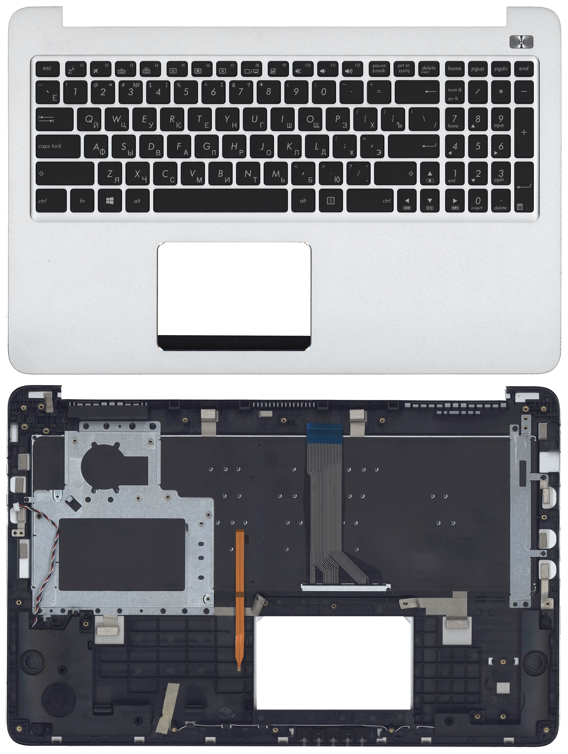 Топкейс для Asus K501L, K501LB, K501LX, K501U серебристый