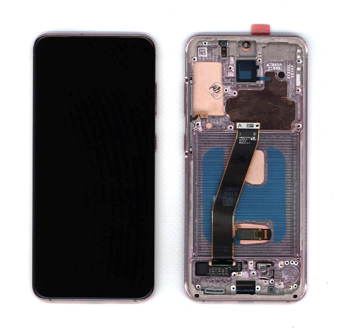 Дисплей для Samsung Galaxy S20 SM-G980F розовый с рамкой