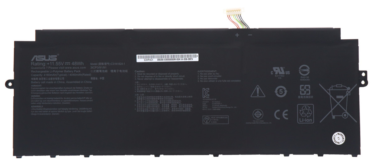 Аккумуляторная батарея для ноутбука Asus Chromebook C425TA (C31N1824-1) 11.55V 48Wh