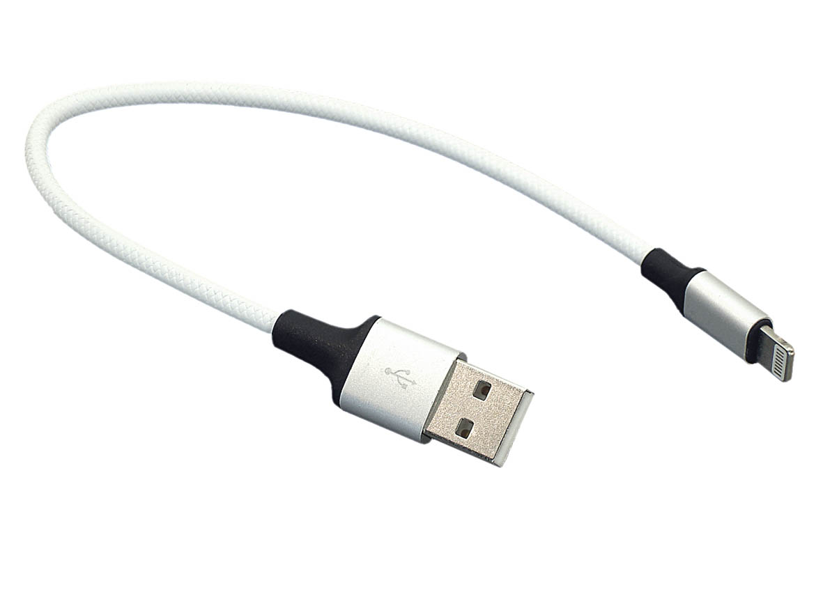Кабель для зарядки Apple Lightning 8Pin (Короткий), 25cm. Черно-белый