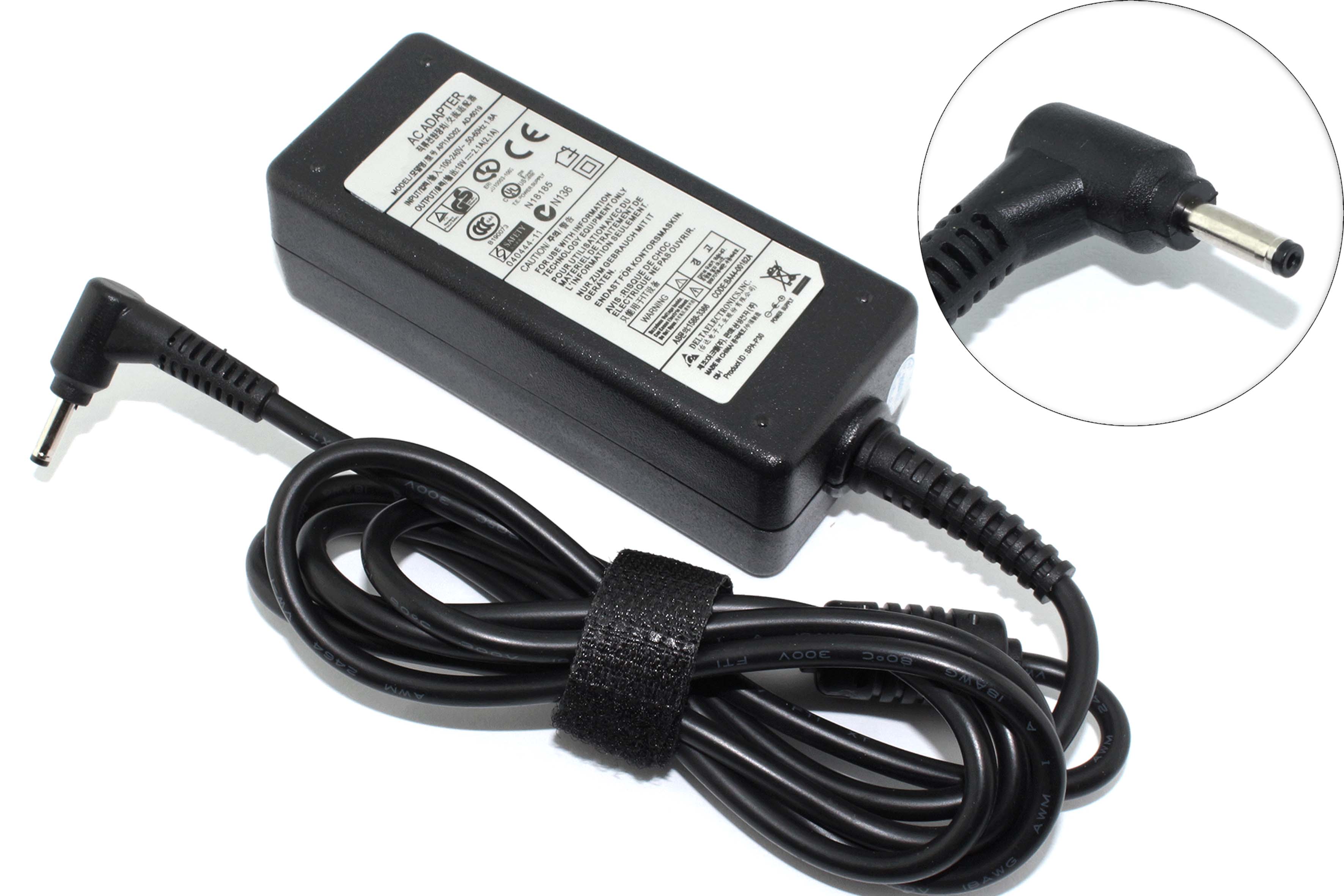 Блок питания (сетевой адаптер) для ноутбуков Samsung 19V 2.1A 3.0x1.1mm (Угловой разъем)