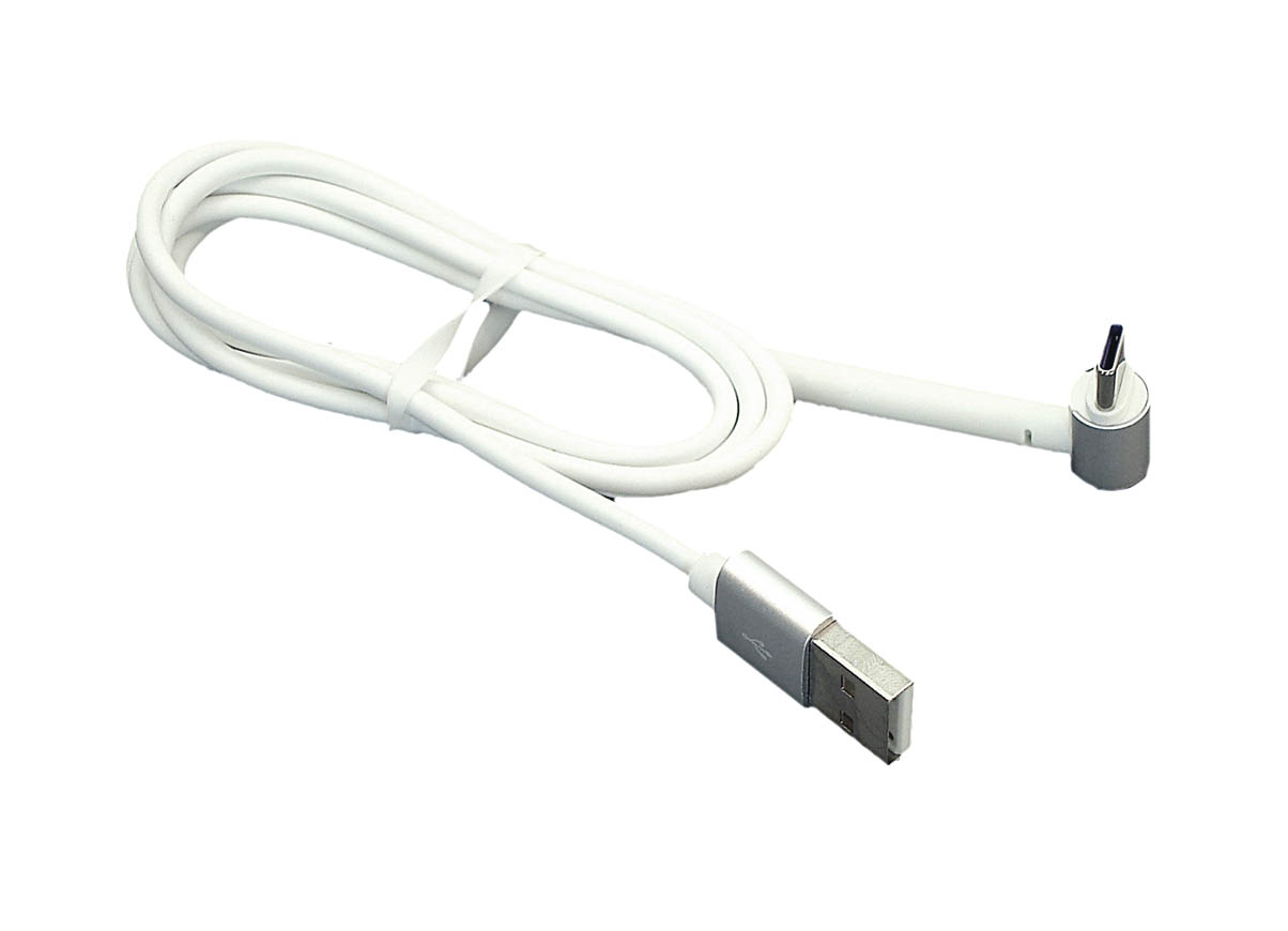 Кабель для зарядки USB - USB Type-C "Г-образный разъем", 1m. Белый