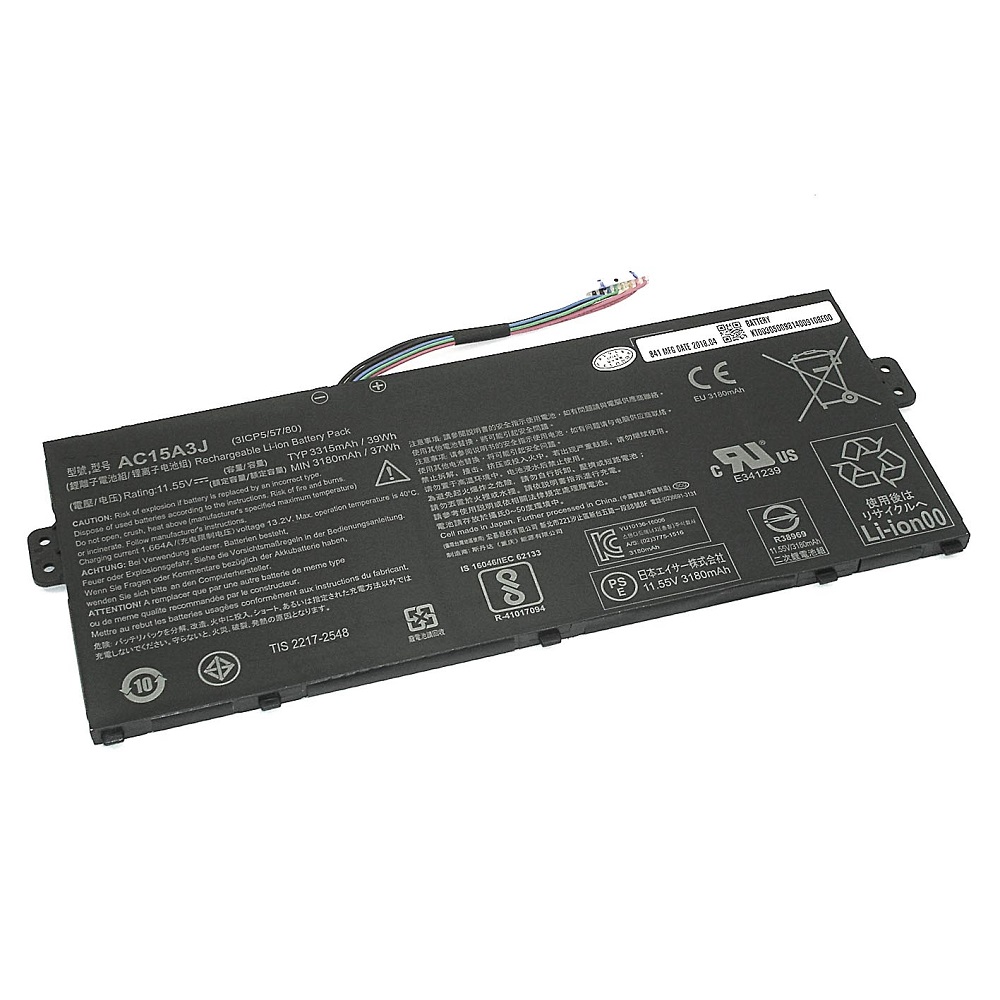 Аккумуляторная батарея для ноутбука Acer Chromebook 11 (AC15A3J) 11.55V 3315mAh черная