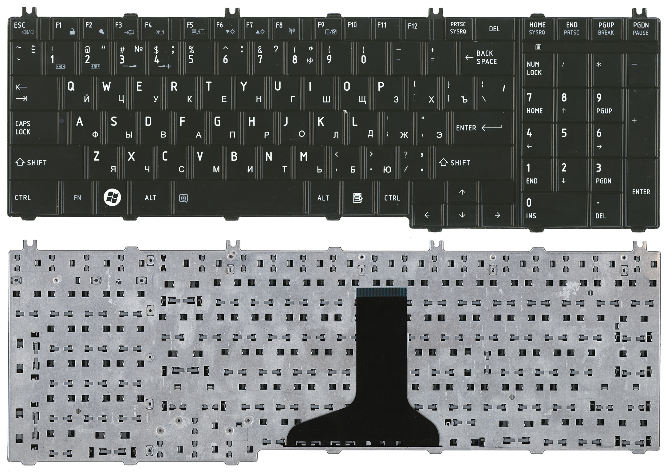 Клавиатура для ноутбука Toshiba Satelite C650 L650 L670 глянцевая черная