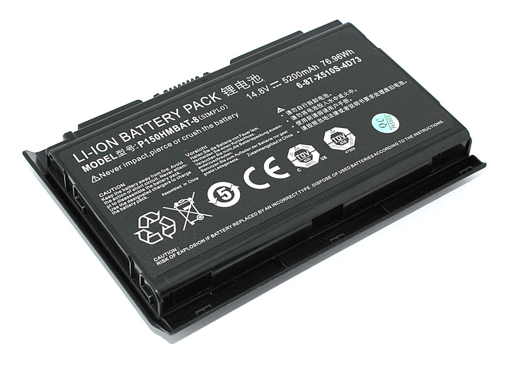 Аккумуляторная батарея для ноутбука Clevo P150 (6-87-X510S-4D73) 14.8V 5200mAh