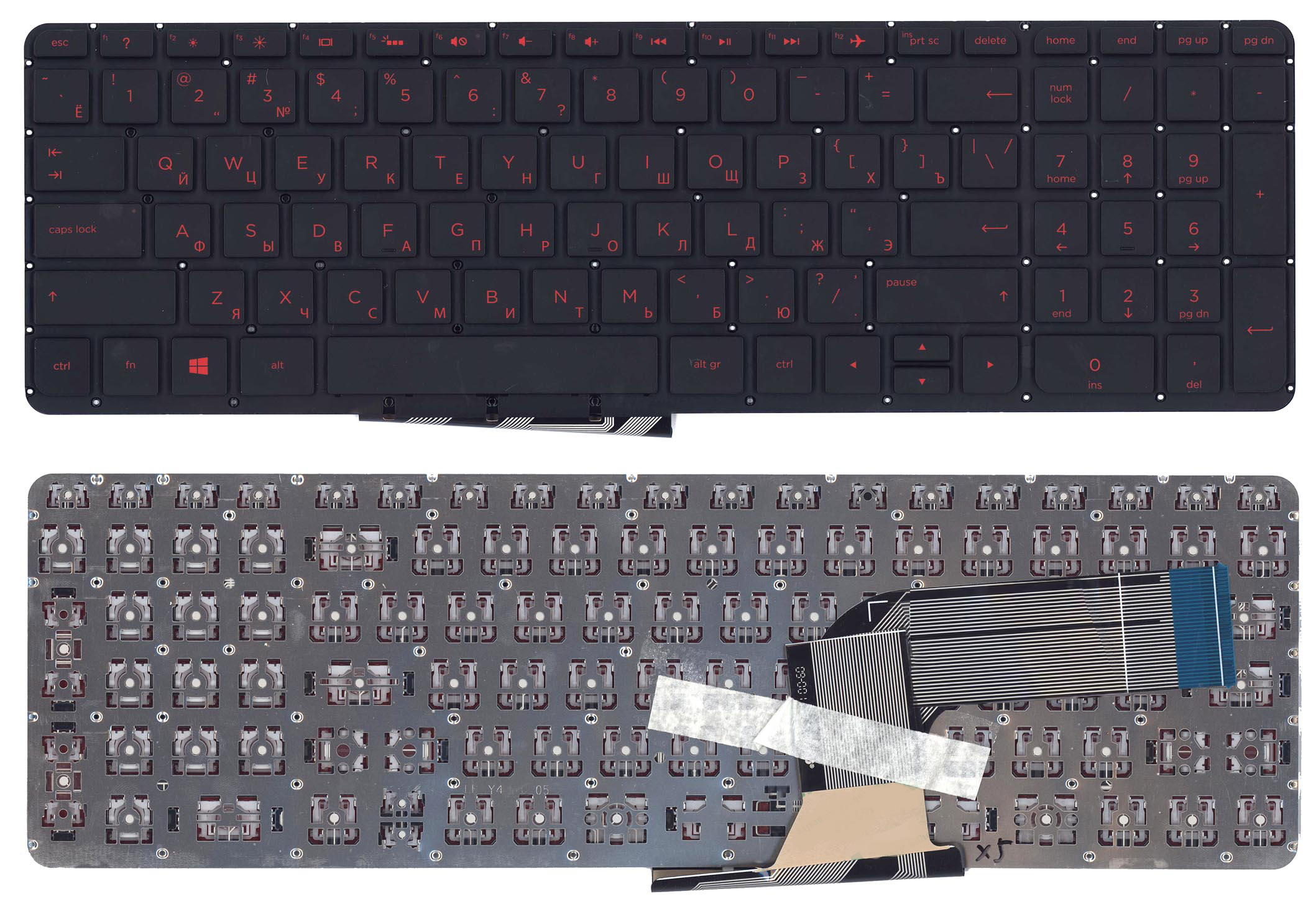 Клавиатура для ноутбука HP Pavilion 15-P 17-F черная с красной подсветкой