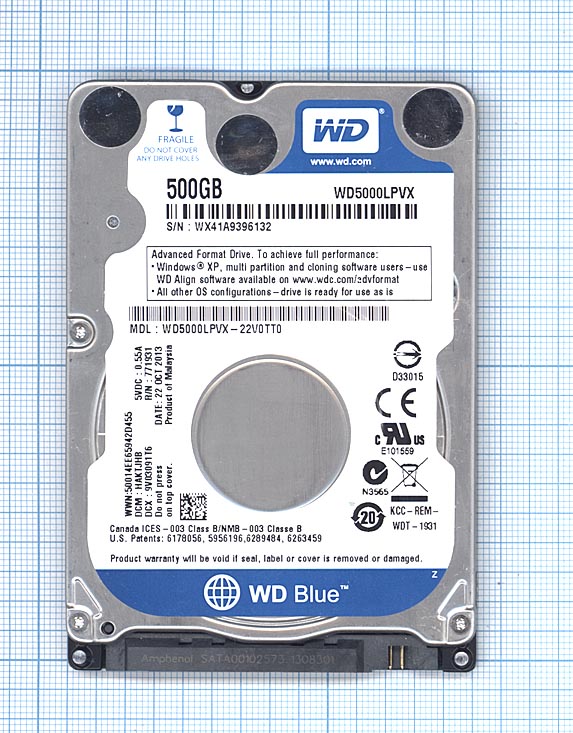 Жесткий диск HDD 2,5" Western Digital WD Scorpio Black 500 GB (WD5000LPLX)