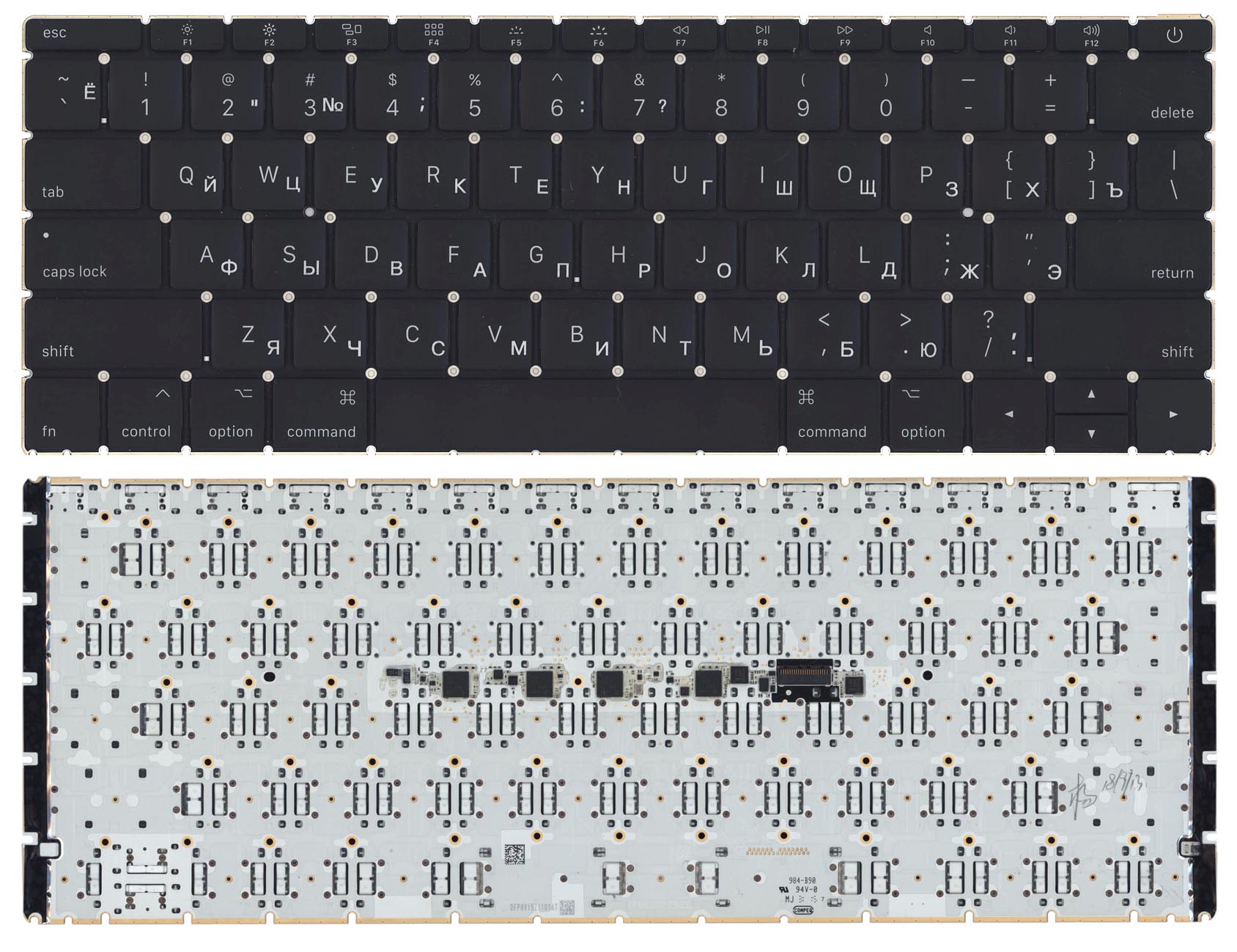Клавиатура для ноутбука MacBook 12" A1534 2015+ Small Enter черная