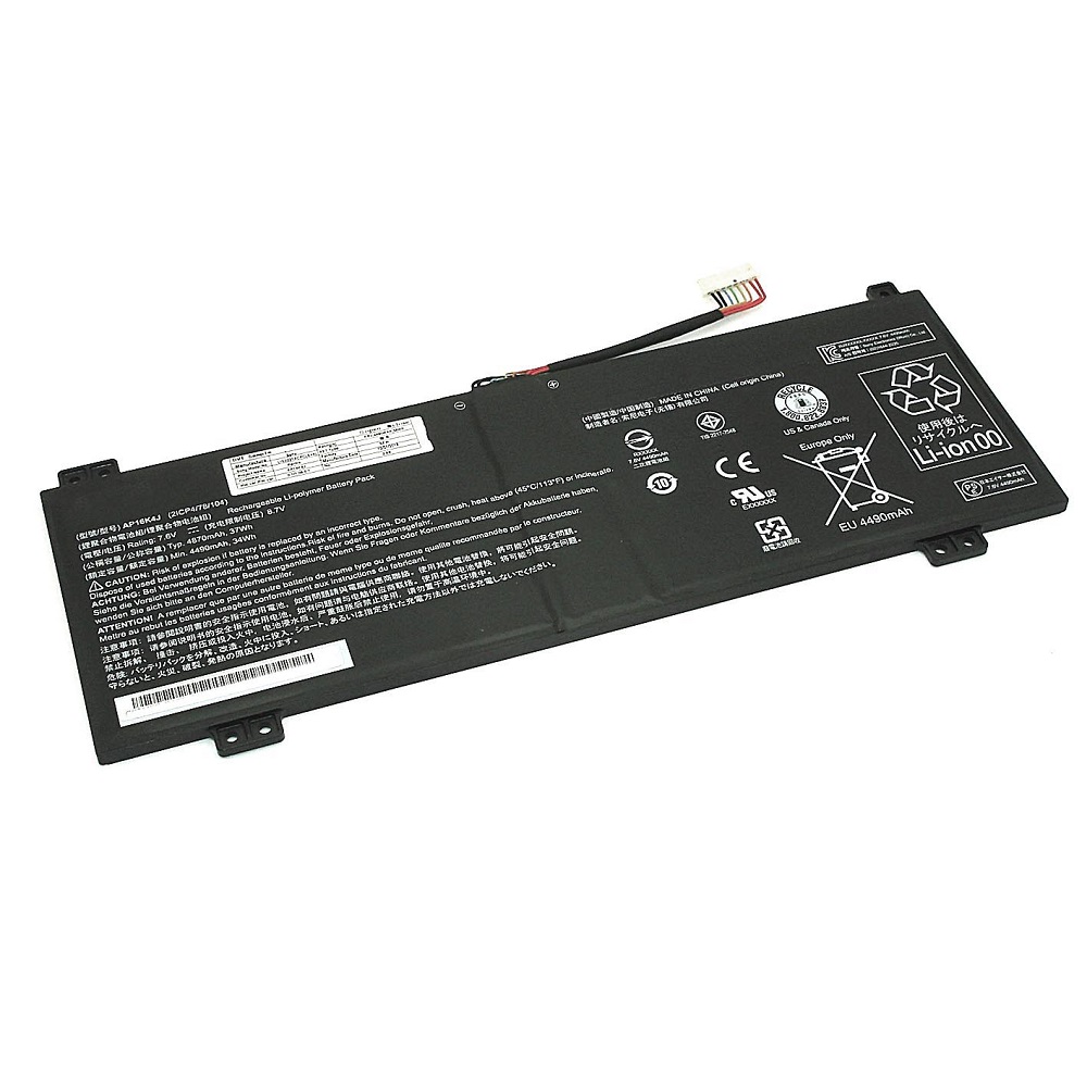 Аккумуляторная батарея для ноутбука Acer Chromebook Spin 11 (AP16K4J) 7.6V 4870mAh черная