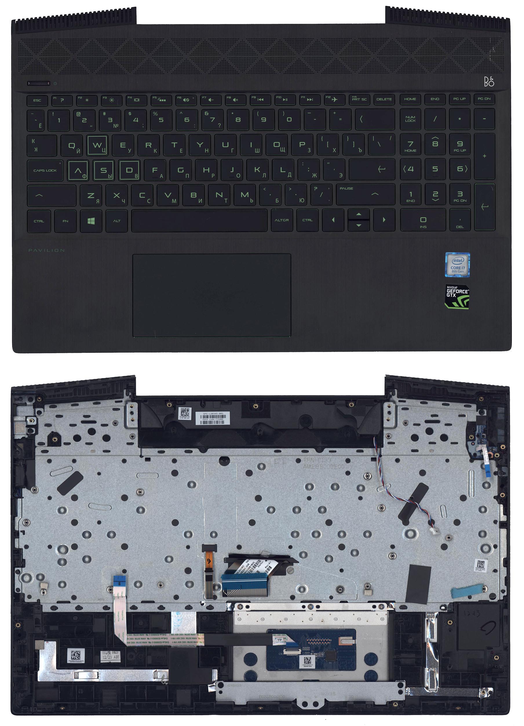 Топкейс для HP Pavilion Gaming 15-CX Б/У зеленая подсветка