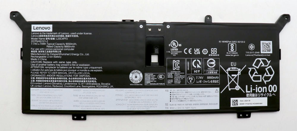 Аккумуляторная батарея для ноутбука Lenovo Yoga Slim 7 15ILL9 (L23C4PF3) 7.74V 70Wh