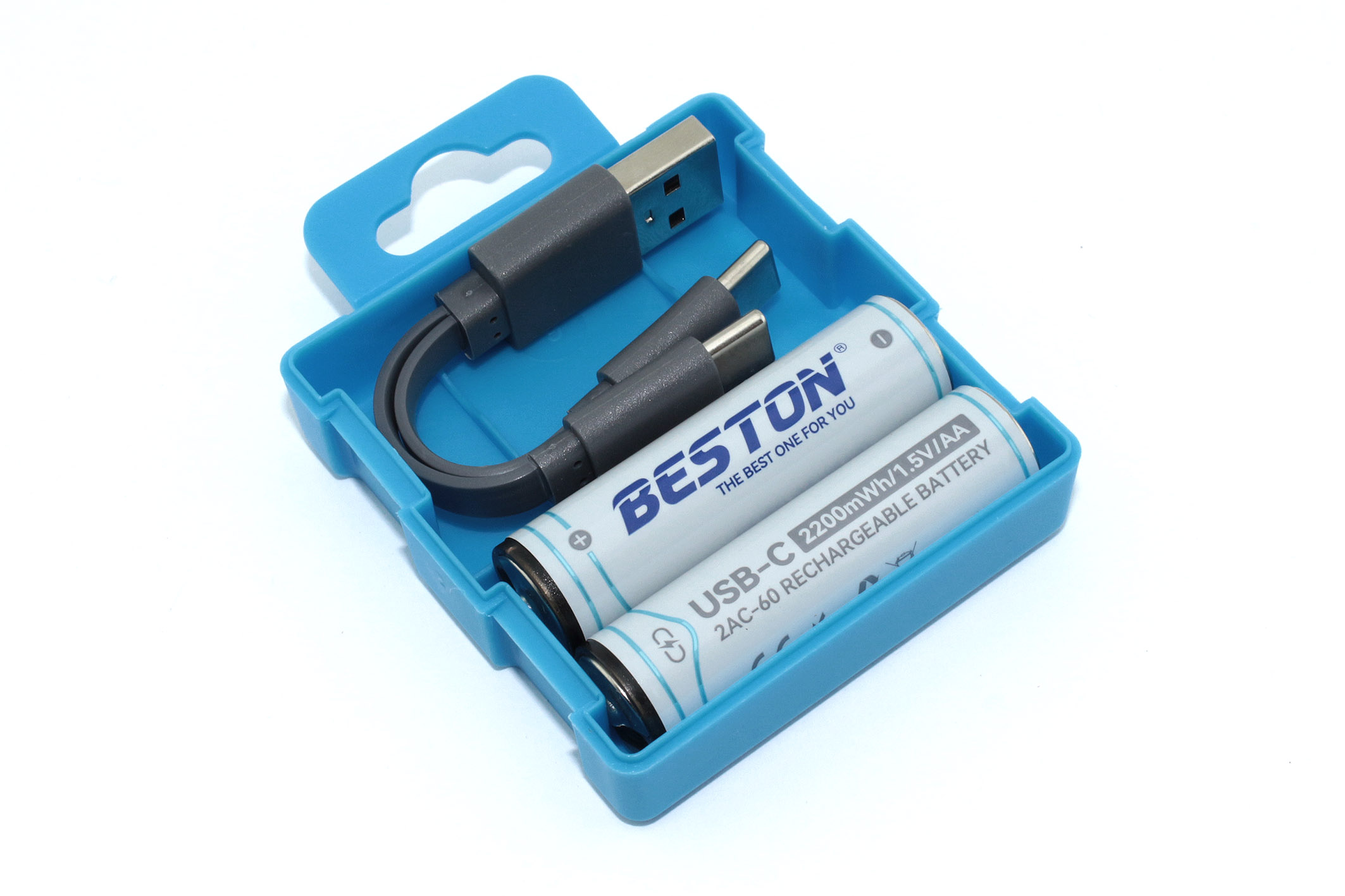 Аккумуляторная батарейка Beston (АА) 2200mWh, 1.5V с зарядкой Type-C 2 шт.