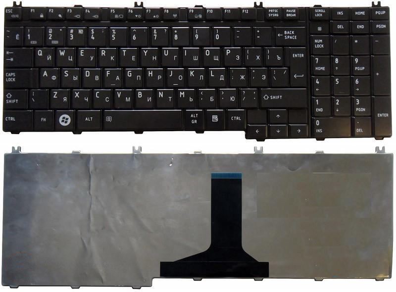Клавиатура для ноутбука Toshiba Satellite A500 L350 L500 L505 F501 P200 P300 P500 черная глянцевая