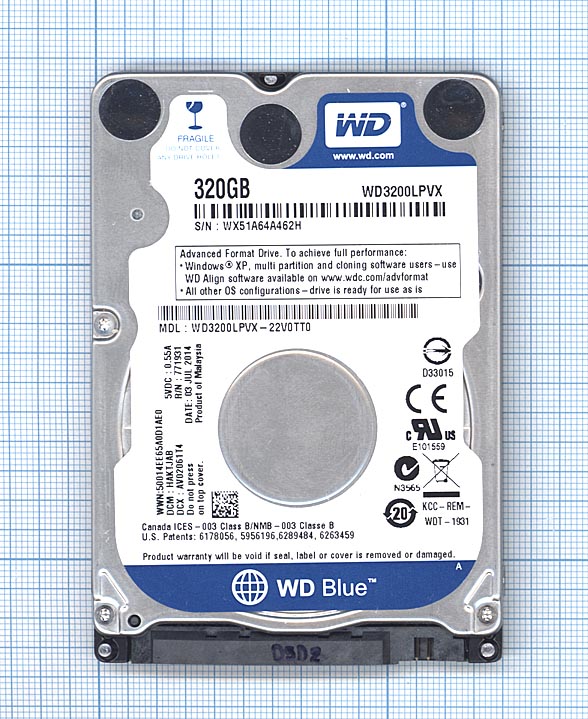 Жесткий диск 2.5" WD Scorpio Blue 320GB, SATA II, WD3200LPVX