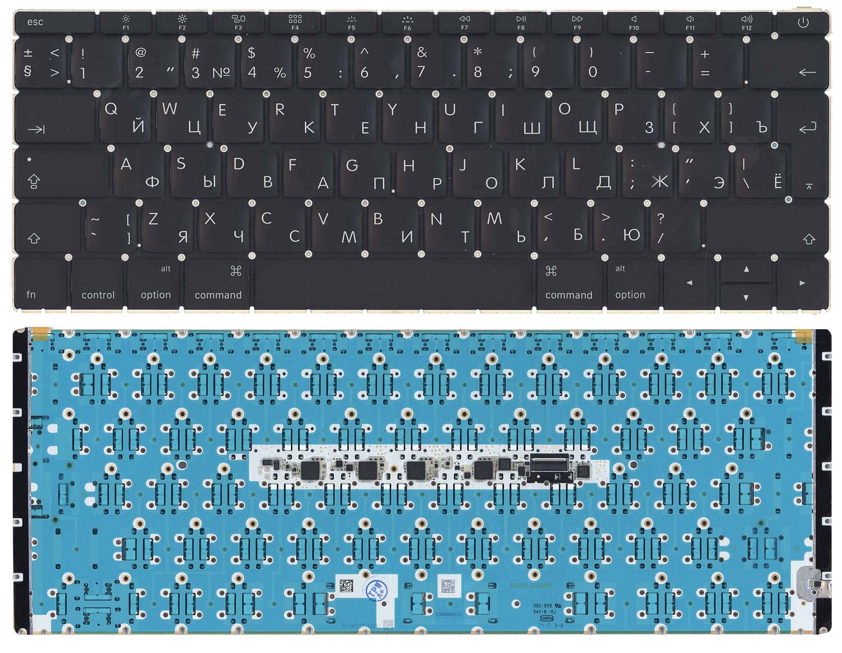 Клавиатура для ноутбука MacBook 12" A1534 2016+ Big Enter черная