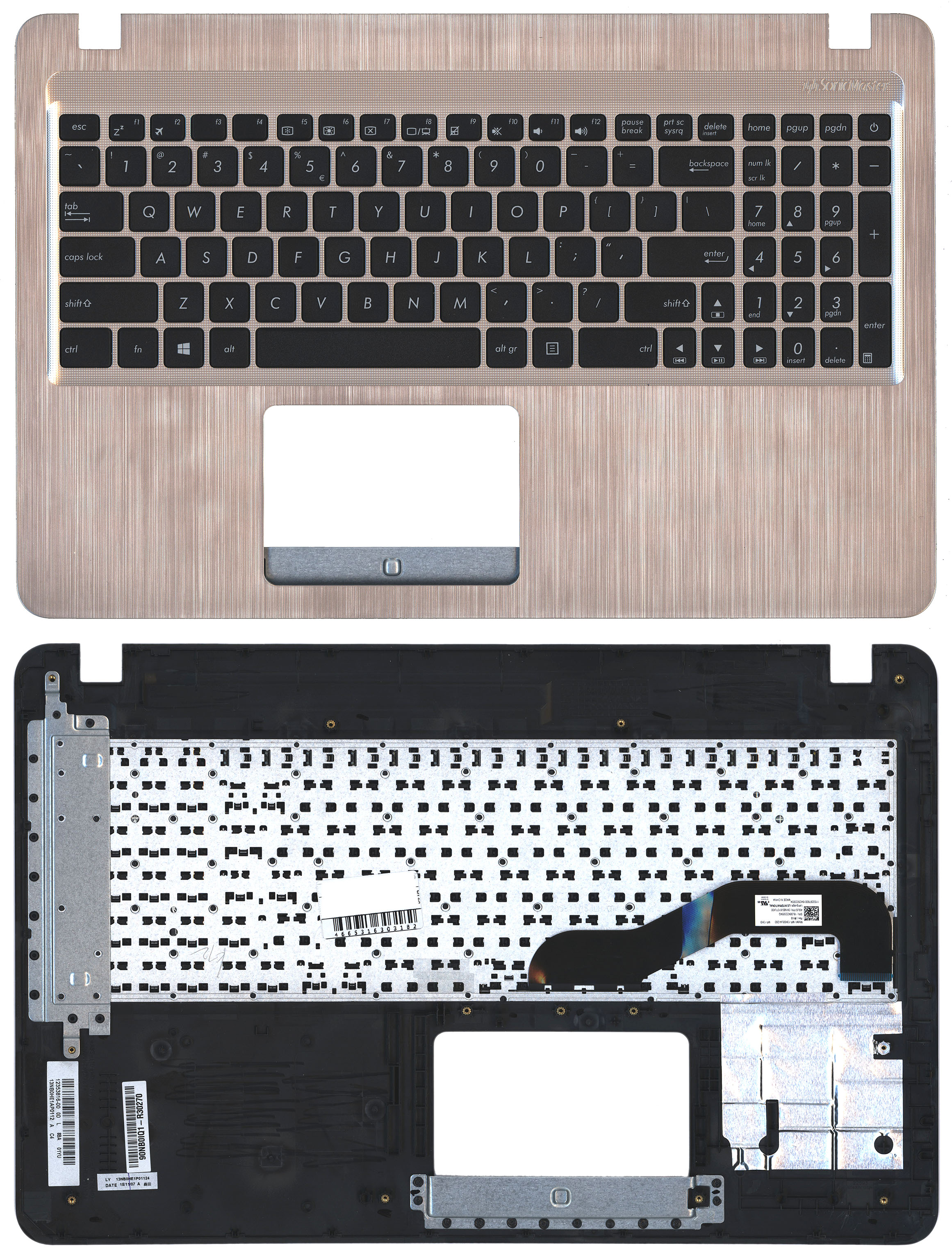 Топкейс для Asus X540MB золотистый англ.раскладка