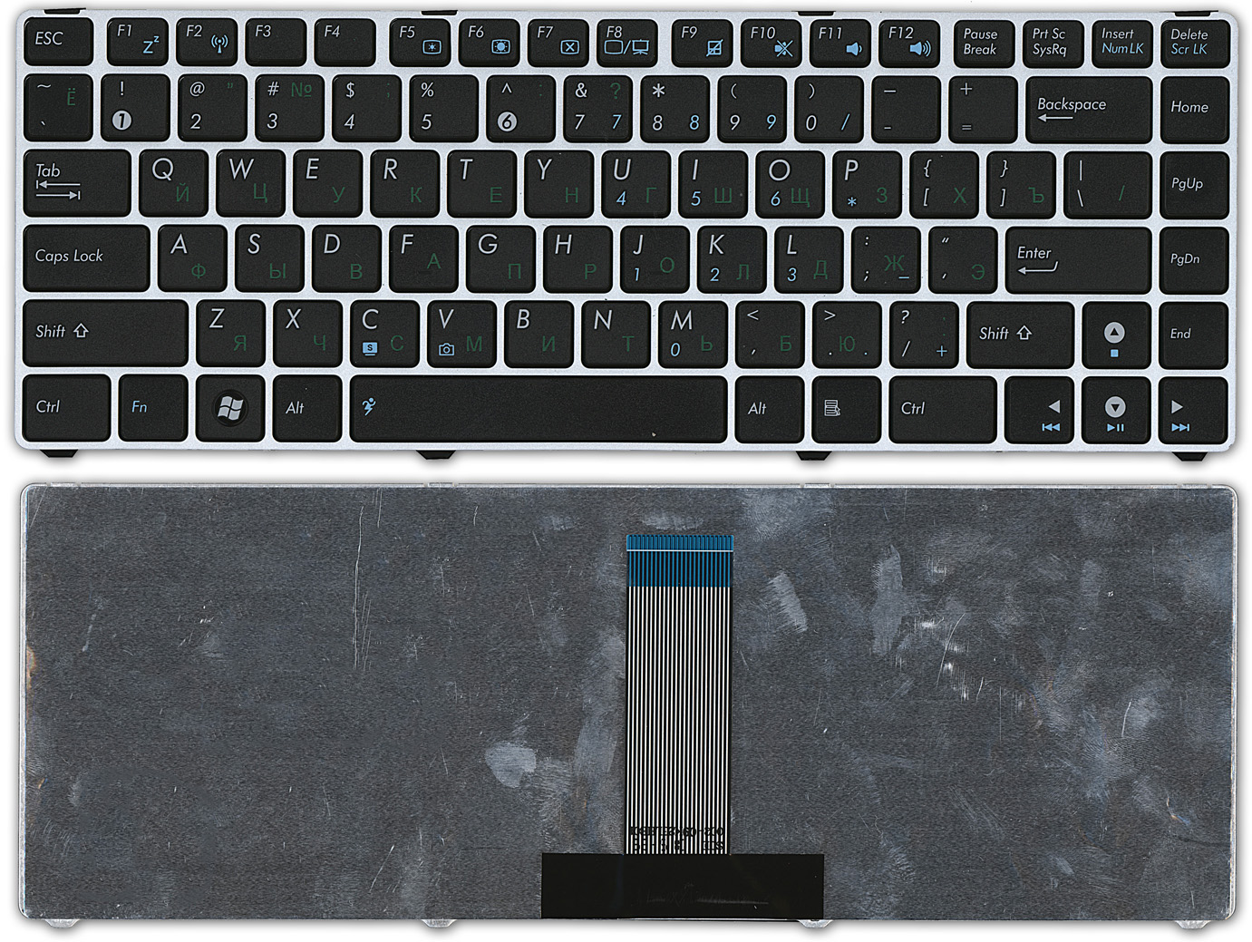 Клавиатура для ноутбука Asus UL20 Eee PC 1201 черная с серебристой рамкой