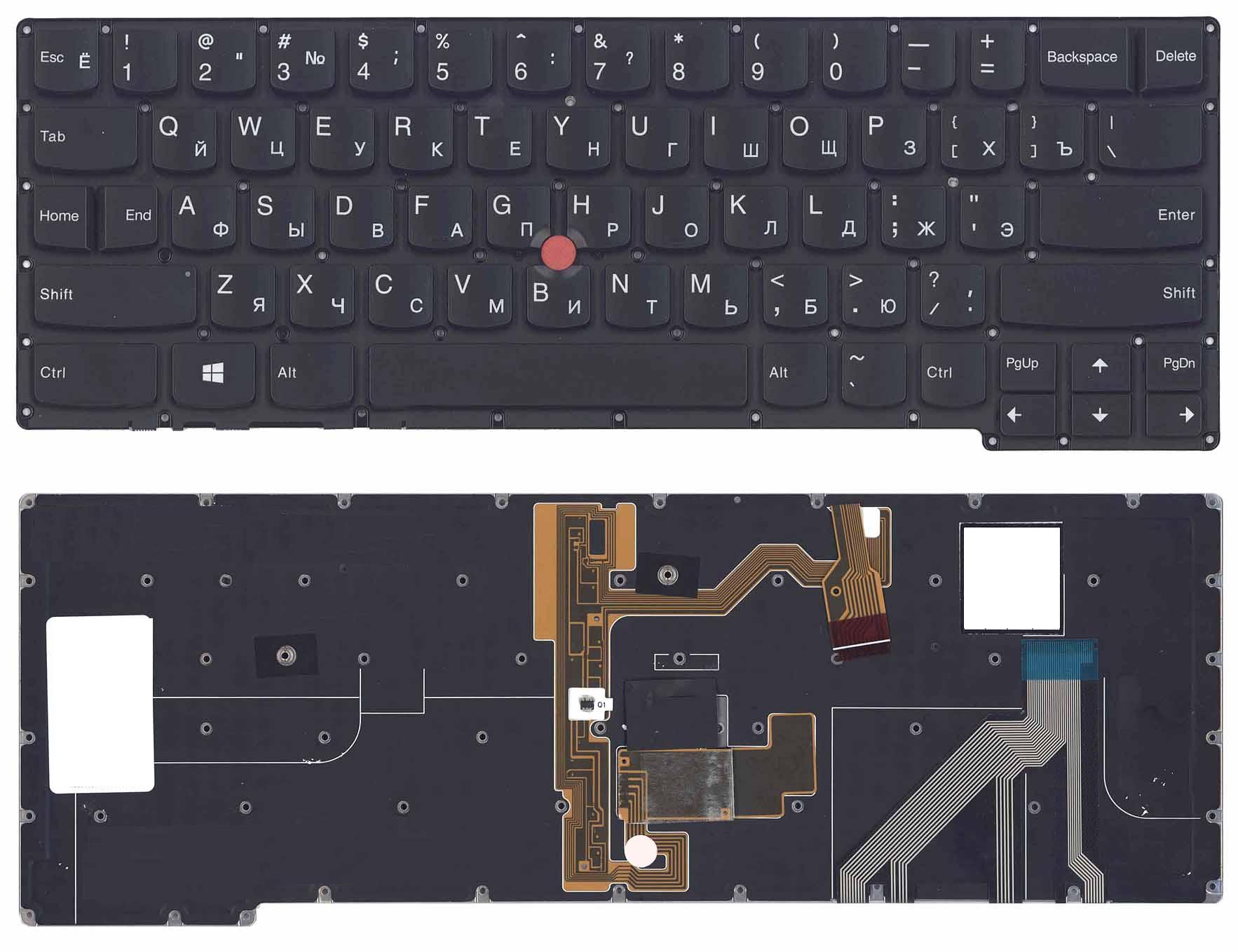 Клавиатура для ноутбука Lenovo ThinkPad X1 carbon Gen 2 2014 черная с подсветкой