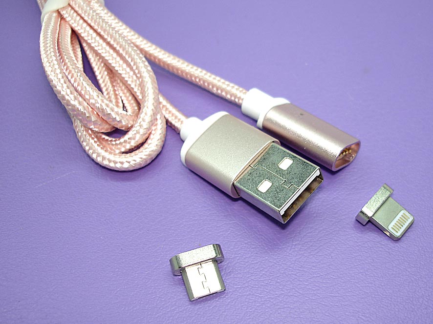 Кабель для зарядки от USB магнитный micro USB/Lightning