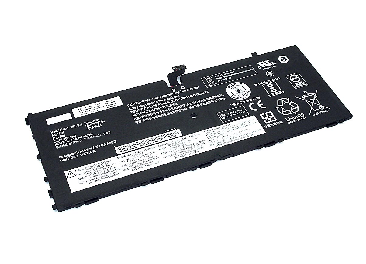 Аккумуляторная батарея для ноутбука Lenovo ThinkPad X1 Tablet Gen.3 (L16L4P91) 7.72V 5440mAh