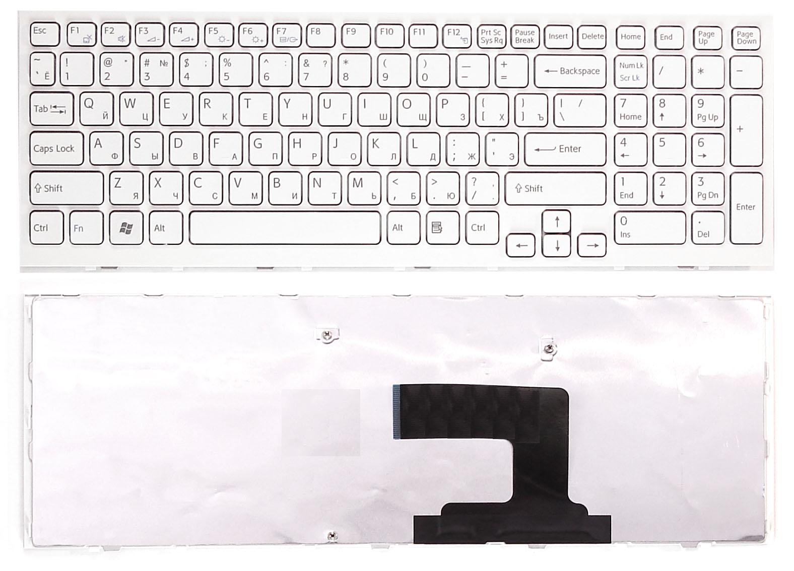Клавиатура для ноутбука Sony Vaio VPCEL VPC-EL белая с белой рамкой
