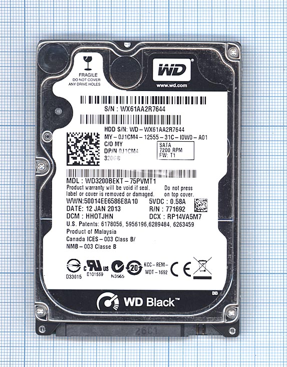 Жесткий диск 2.5" WD Scorpio Black 320GB, SATA II
