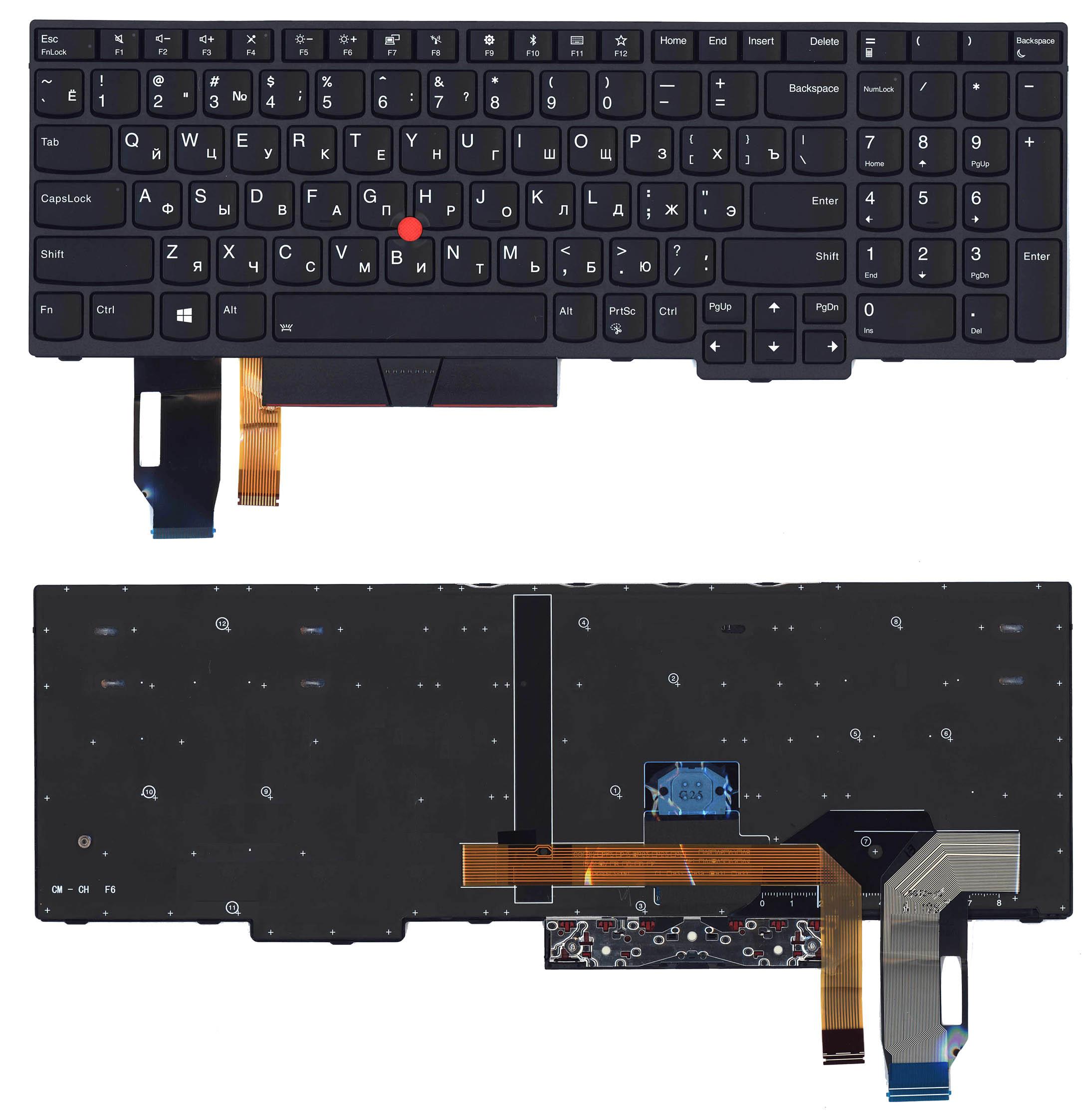 Клавиатура для ноутбука Lenovo IBM Thinkpad E580 черная с подсветкой