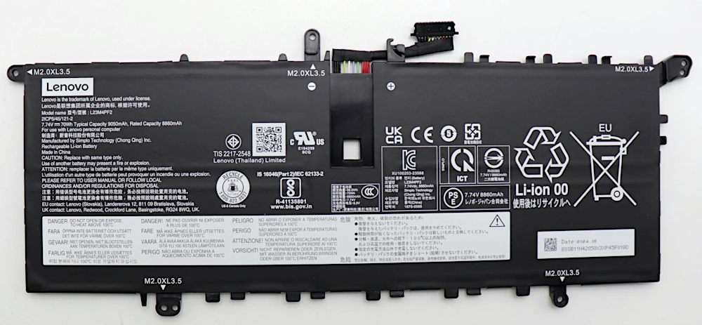 Аккумуляторная батарея для ноутбука Lenovo Yoga Slim 7 14Q8X9 (L23M4PF2) 7.74V 70Wh