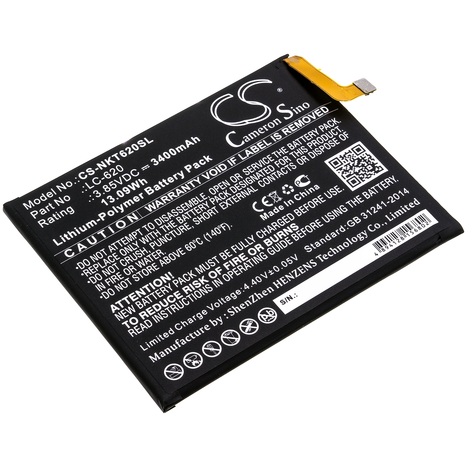 Аккумулятор CS-NKT620SL LC-620 для Nokia 6.2 3.85V / 3400mAh / 13.09Wh