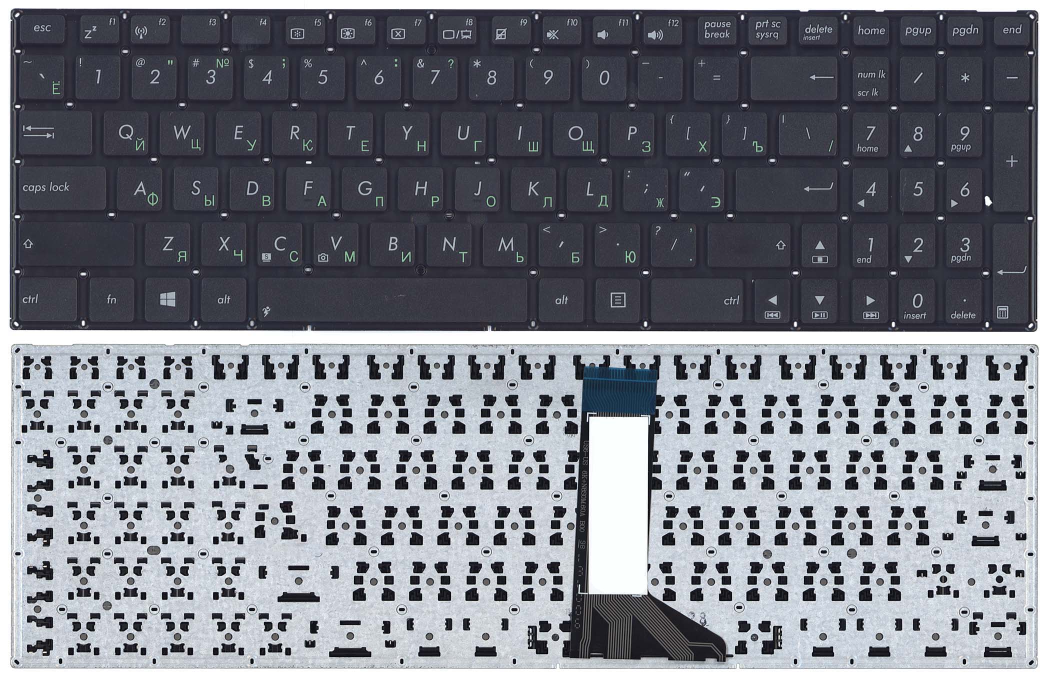 Клавиатура для ноутбука Asus X551 X551CA X551MA черная без рамки (плоский Enter)