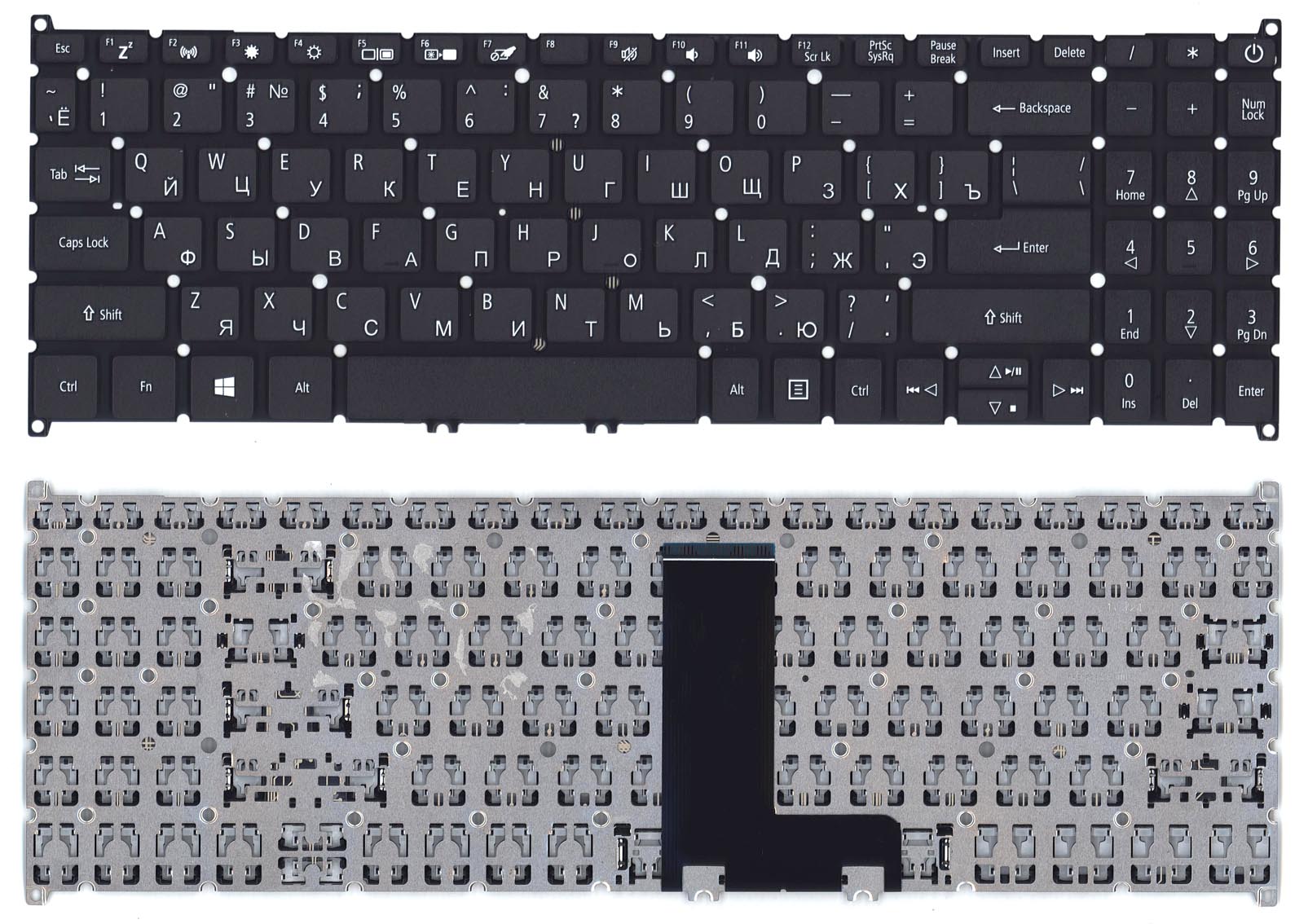 Клавиатура для ноутбука Acer Extensa 15 EX215-51 черная