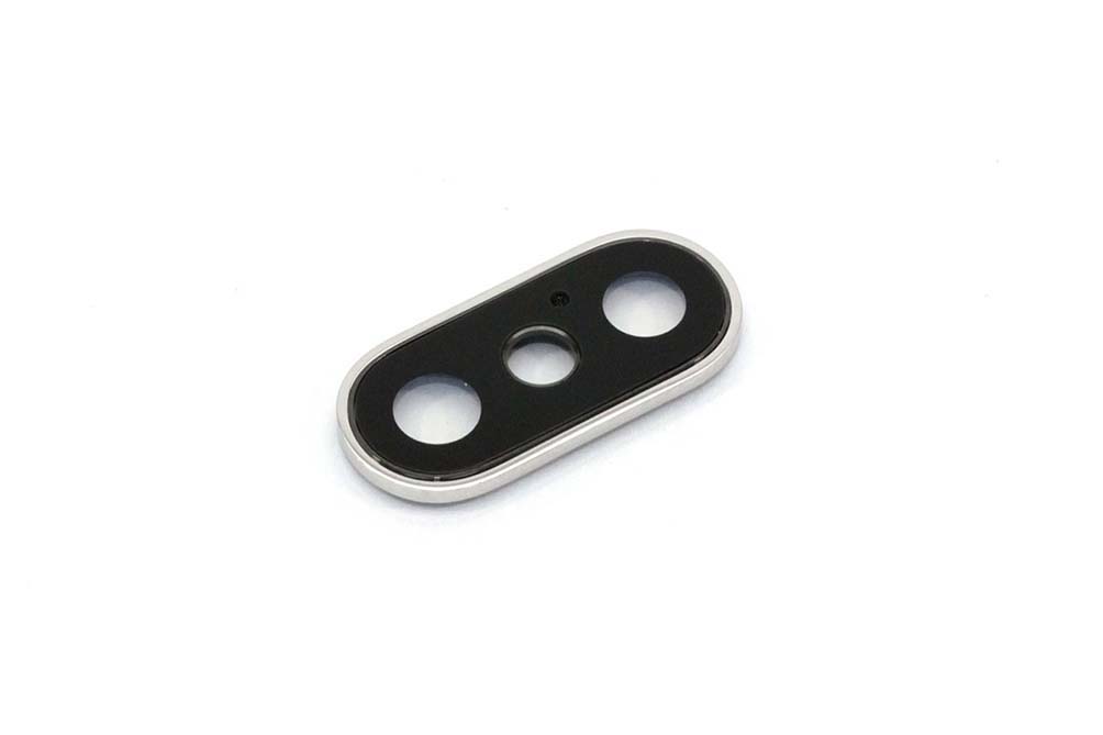 Стекло камеры для Apple Iphone XS с рамкой серебристое