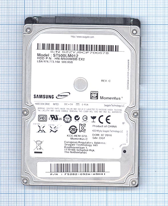 Жесткий диск для Samsung Momentus 2.5", 500GB, ST500LM012