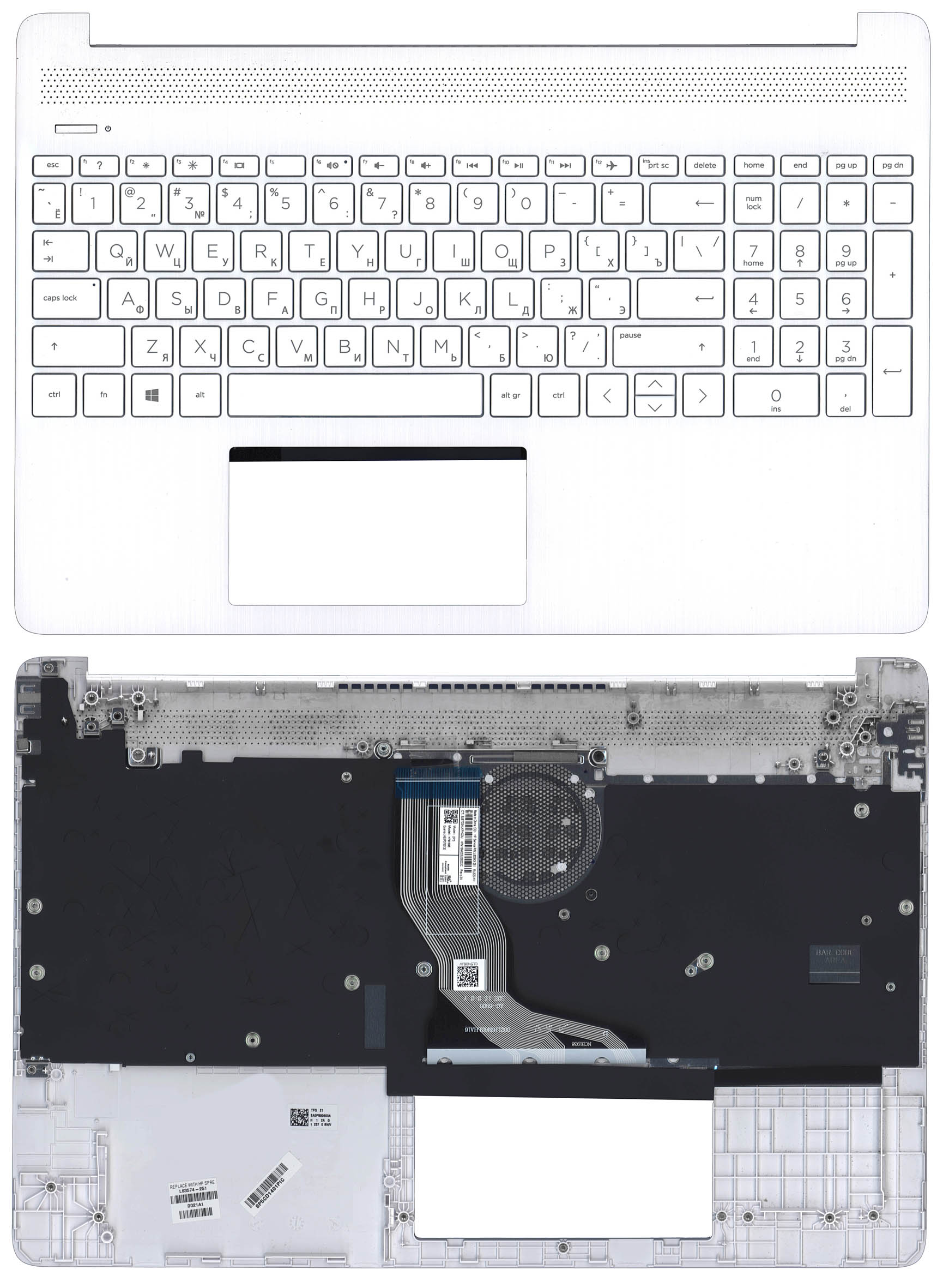 Топкейс для HP 15S-EQ 15S-FQ белый L68120-251, L63574-251