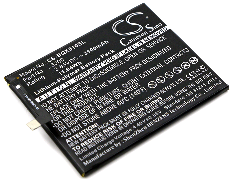 Аккумулятор CS-BQX510SL BQ 3200 для BQ Aquaris X5 Plus 3.85V / 3100mAh / 11.94Wh
