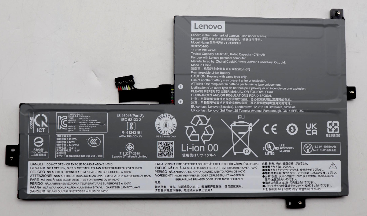 Аккумуляторная батарея для ноутбука Lenovo 500e gen 4s (L24X3PG2) 11.31V 47Wh