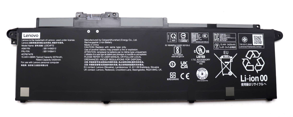 Аккумуляторная батарея для ноутбука Lenovo ThinkPad T16 Gen 3 (L23C4P72) 15.44V 86Wh